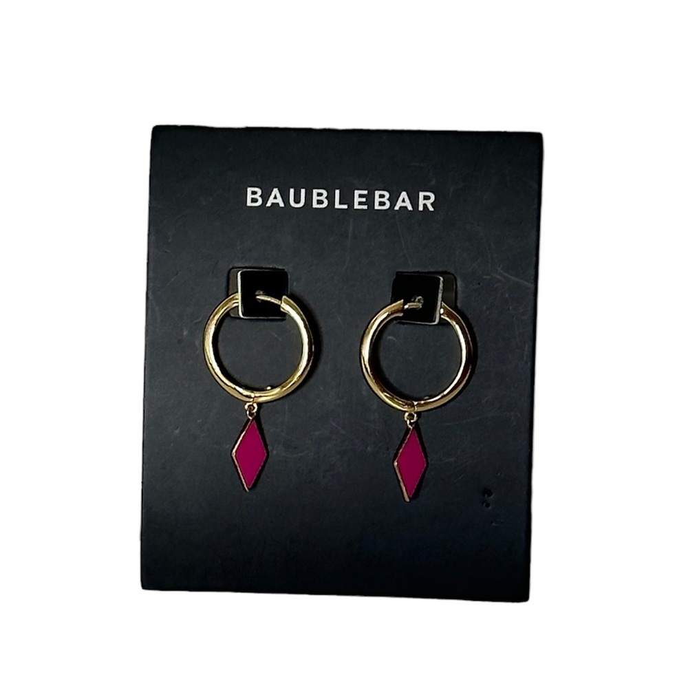 BAUBLEBAR Enamel Diamond Shaped Huggie Hoop Earrings